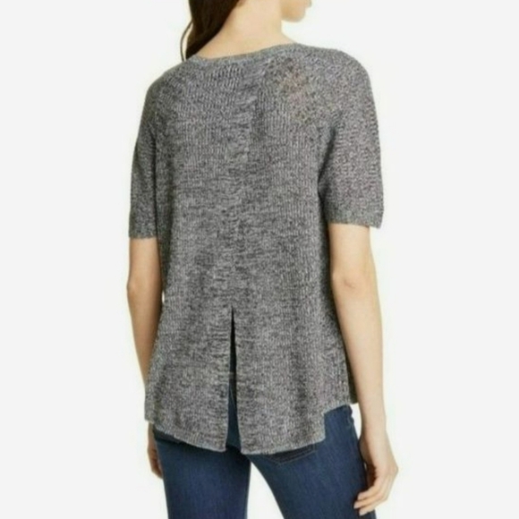Eileen Fisher Women's Split Back Short Sleeve Sweater Size Large Hemp Blend - Picture 2 of 7